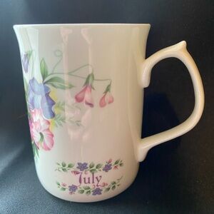 Floral July Mug with Pink and Green Accents